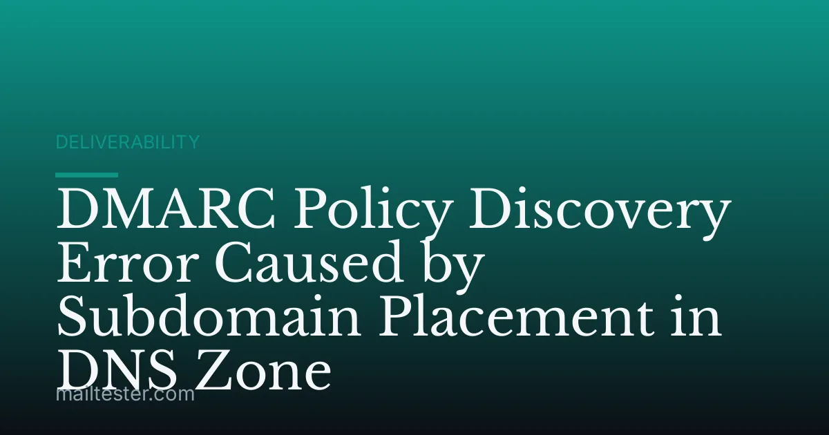DMARC Policy Discovery Error Caused by Subdomain Placement in DNS Zone
