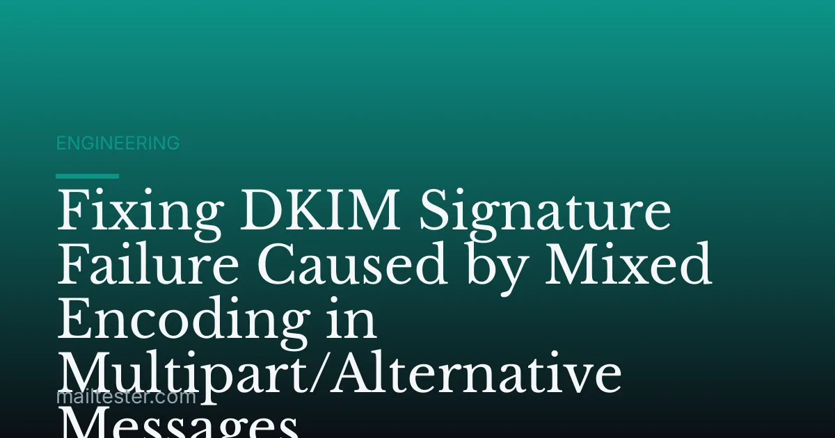 Fixing DKIM Signature Failure Caused by Mixed Encoding in Multipart/Alternative Messages