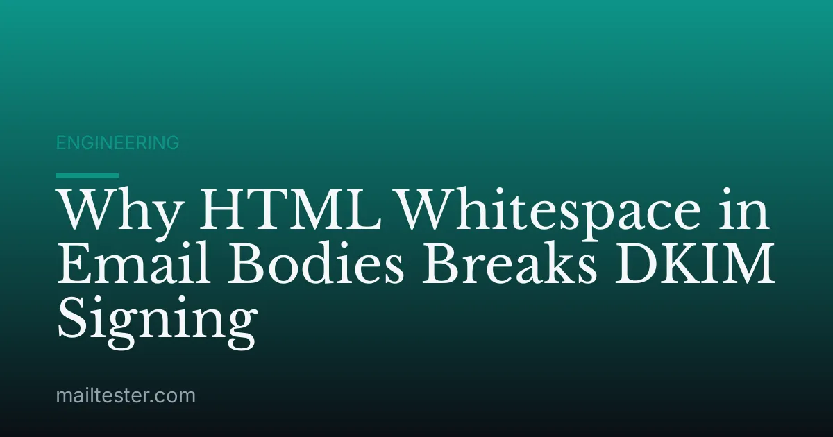 Why HTML Whitespace in Email Bodies Breaks DKIM Signing