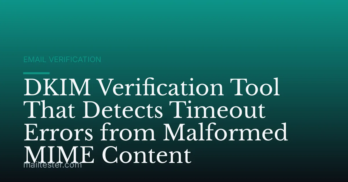 DKIM Verification Tool That Detects Timeout Errors from Malformed MIME Content