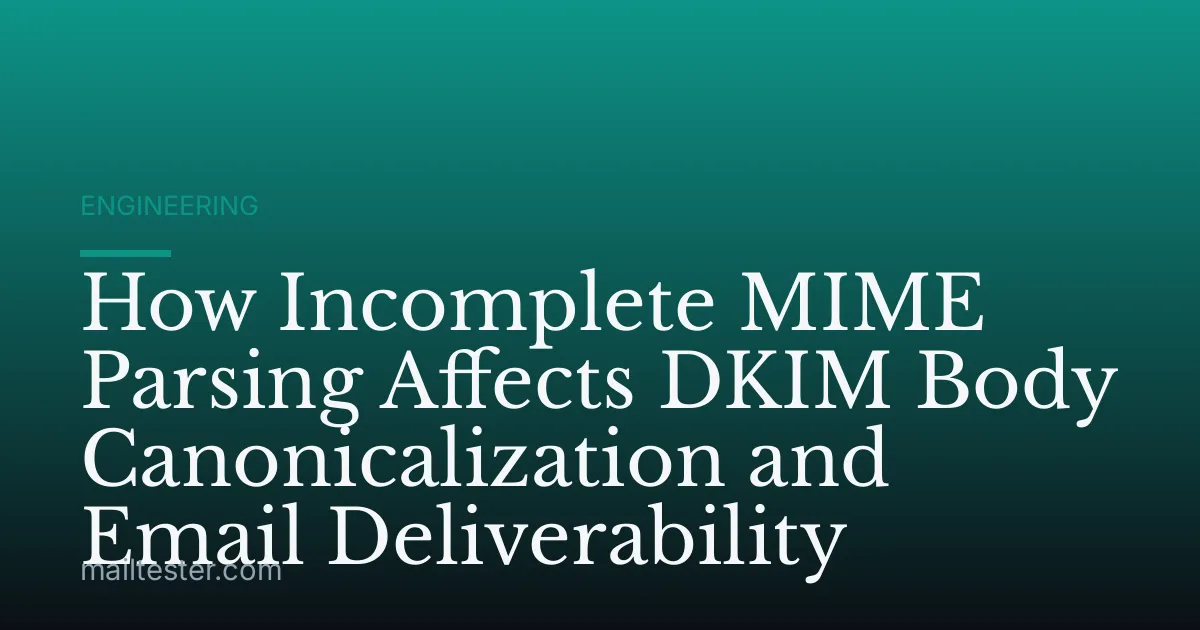 How Incomplete MIME Parsing Affects DKIM Body Canonicalization and Email Deliverability