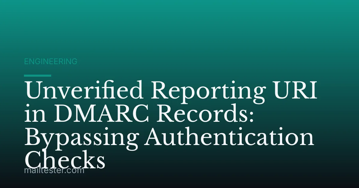 Unverified Reporting URI in DMARC Records: Bypassing Authentication Checks