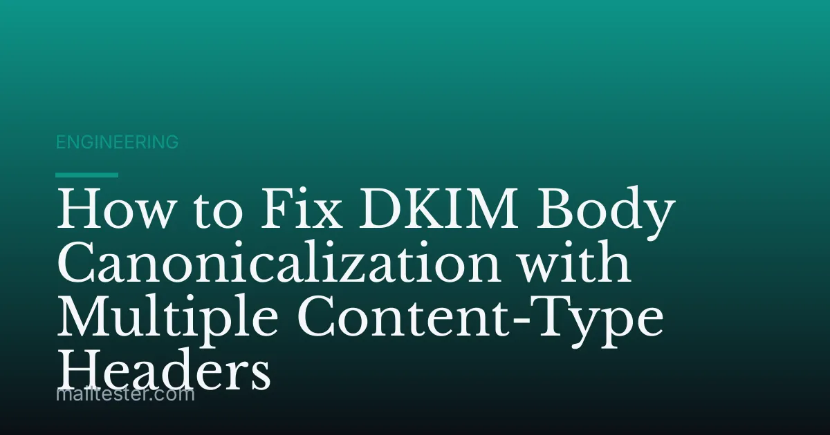 How to Fix DKIM Body Canonicalization with Multiple Content-Type Headers