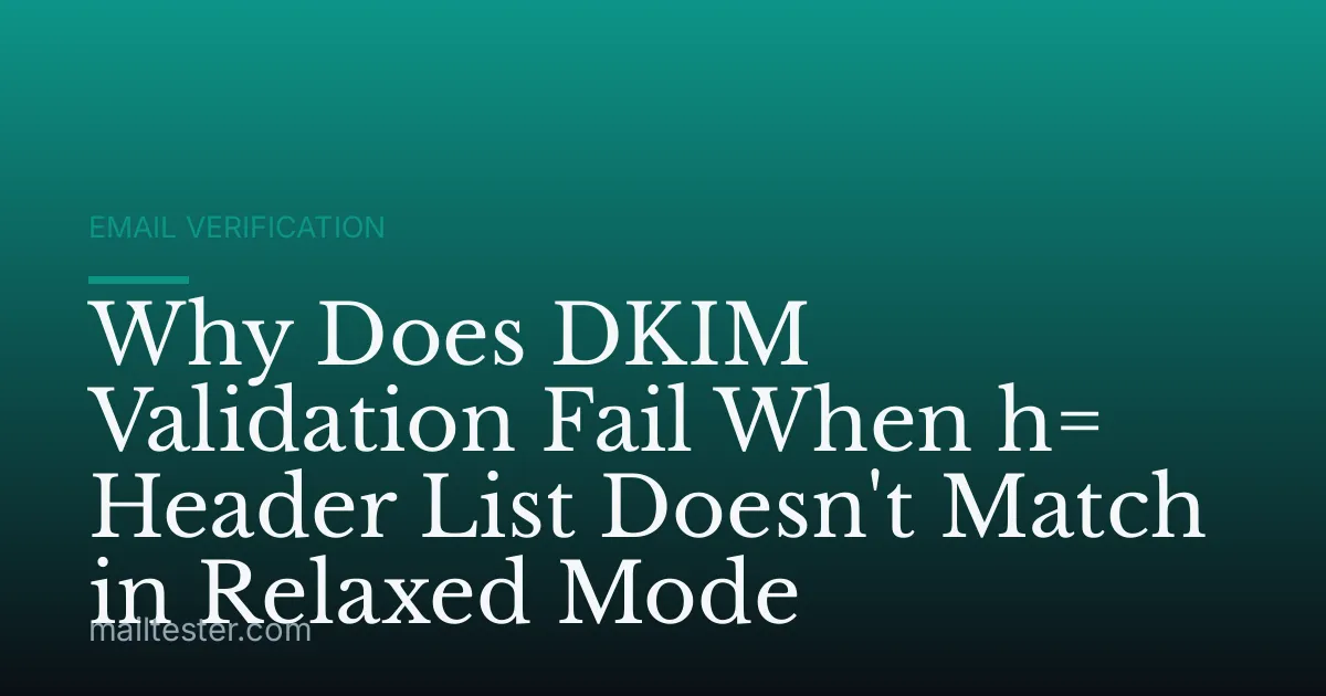 Why Does DKIM Validation Fail When h= Header List Doesn't Match in Relaxed Mode