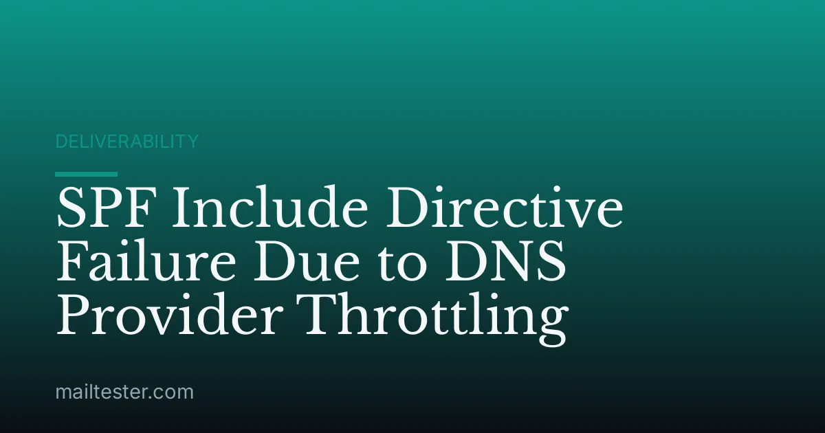 SPF Include Directive Failure Due to DNS Provider Throttling