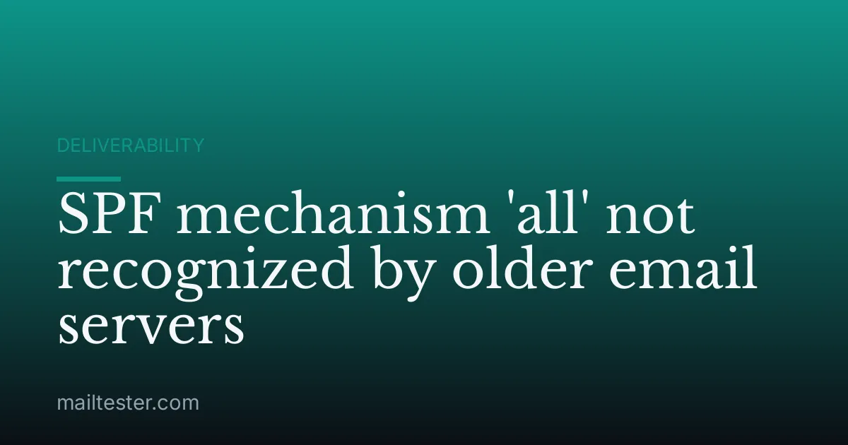 SPF mechanism 'all' not recognized by older email servers