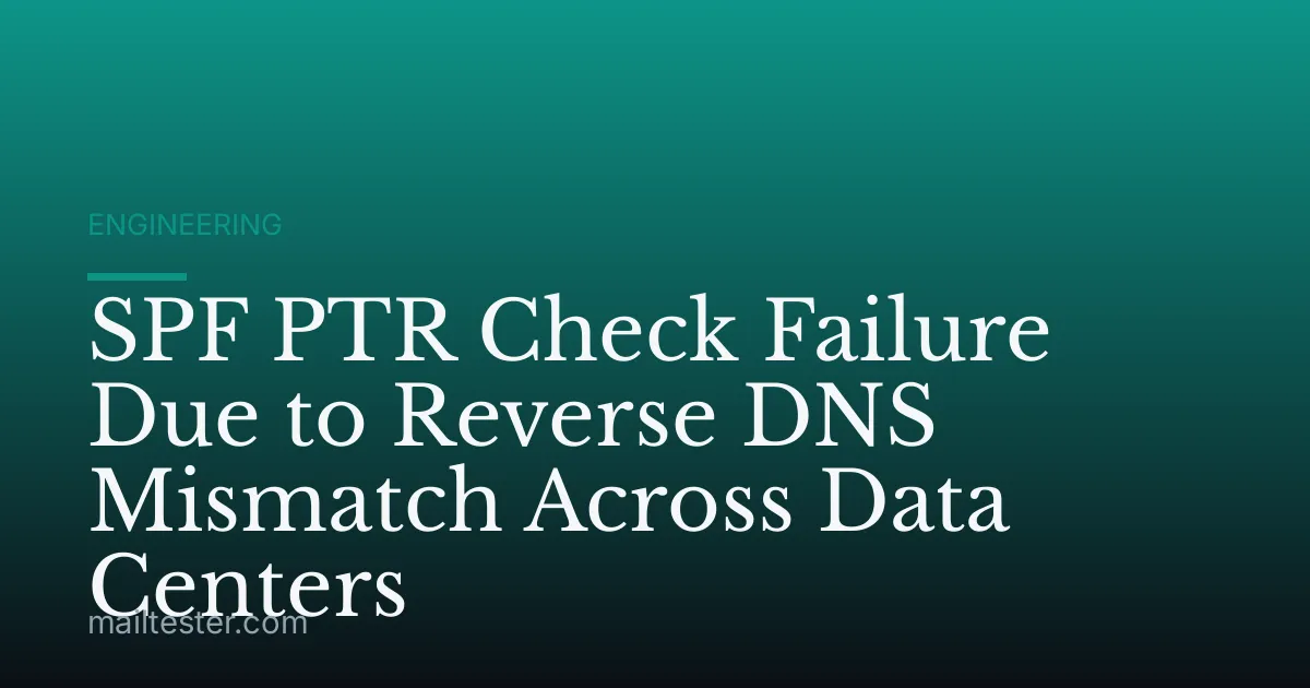 SPF PTR Check Failure Due to Reverse DNS Mismatch Across Data Centers