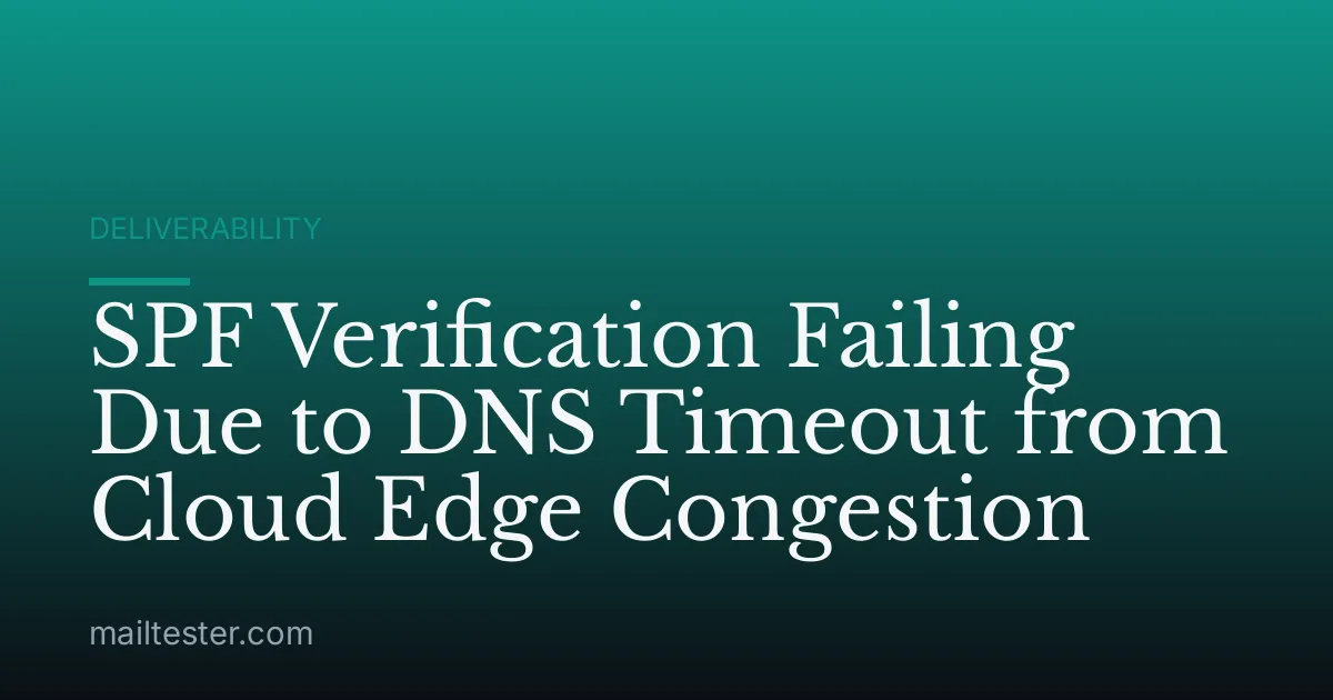 SPF Verification Failing Due to DNS Timeout from Cloud Edge Congestion