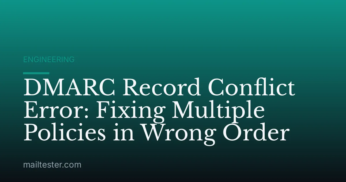 DMARC Record Conflict Error: Fixing Multiple Policies in Wrong Order