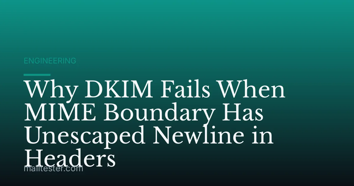 Why DKIM Fails When MIME Boundary Has Unescaped Newline in Headers