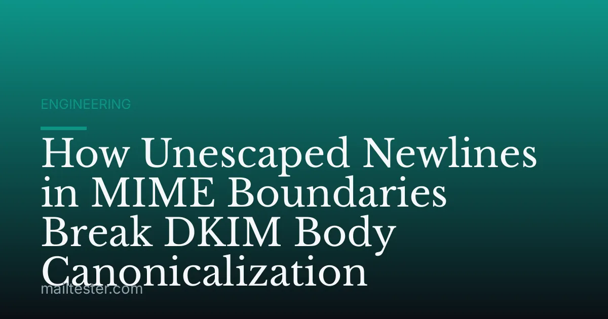 How Unescaped Newlines in MIME Boundaries Break DKIM Body Canonicalization