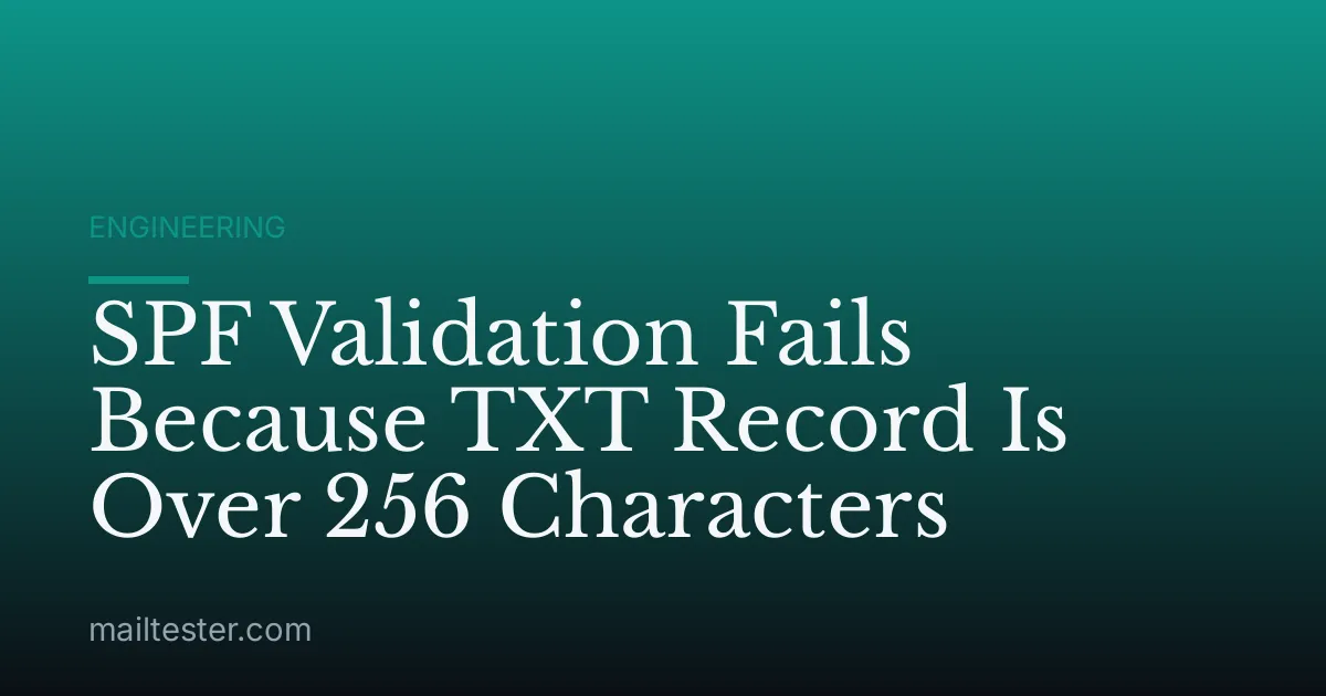 SPF Validation Fails Because TXT Record Is Over 256 Characters