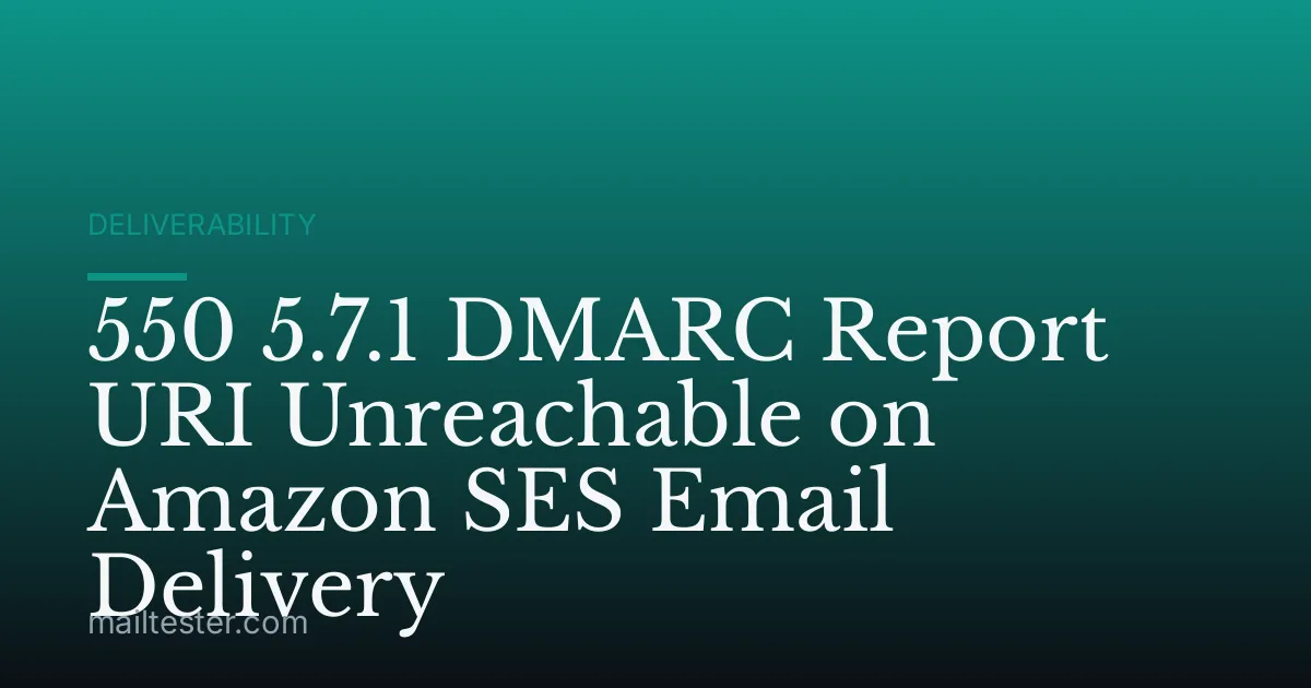 550 5.7.1 DMARC Report URI Unreachable on Amazon SES Email Delivery
