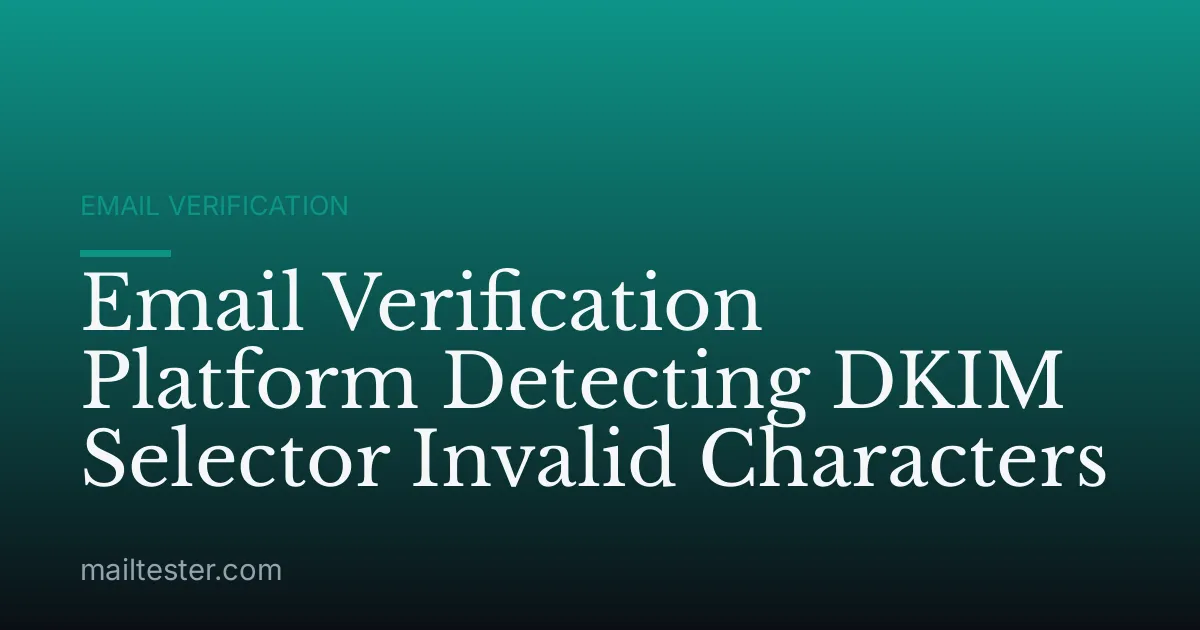 Email Verification Platform Detecting DKIM Selector Invalid Characters