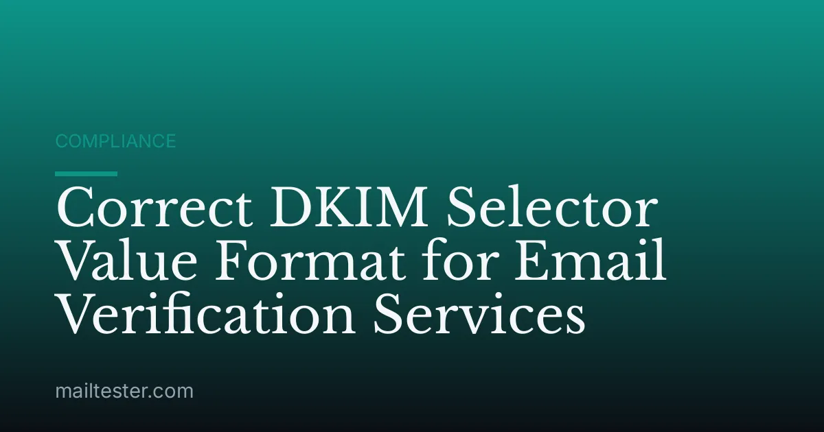 Correct DKIM Selector Value Format for Email Verification Services