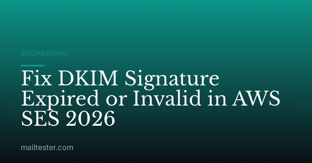 Fix DKIM Signature Expired or Invalid in AWS SES 2026