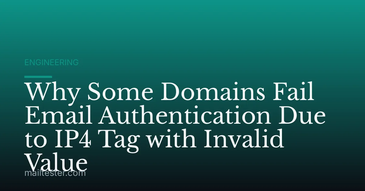 Why Some Domains Fail Email Authentication Due to IP4 Tag with Invalid Value
