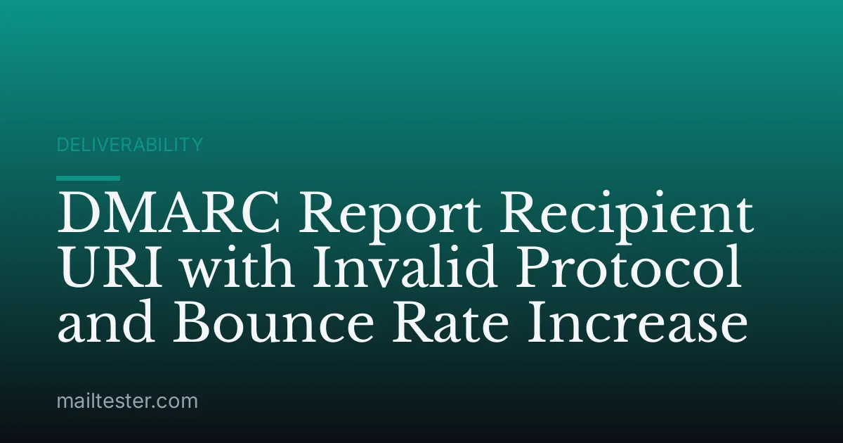 DMARC Report Recipient URI with Invalid Protocol and Bounce Rate Increase