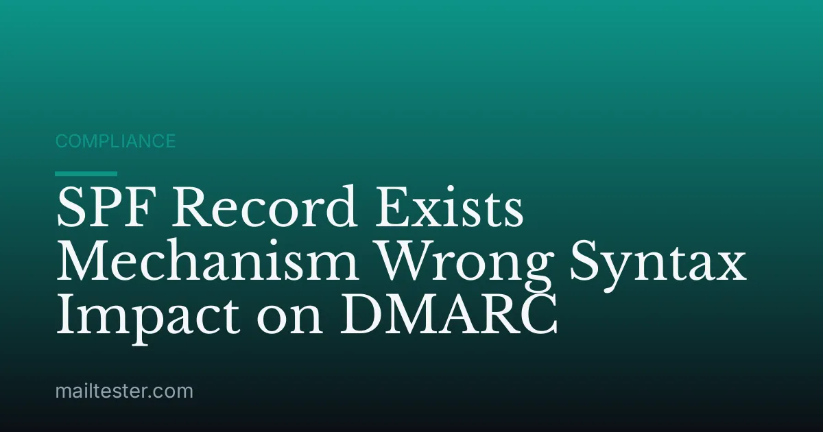 SPF Record Exists Mechanism Wrong Syntax Impact on DMARC