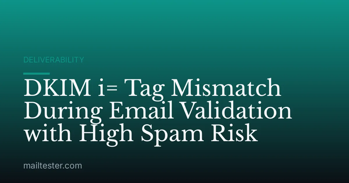 DKIM i= Tag Mismatch During Email Validation with High Spam Risk