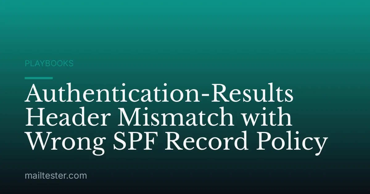 Authentication-Results Header Mismatch with Wrong SPF Record Policy