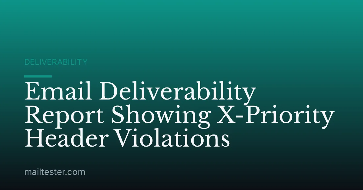 Email Deliverability Report Showing X-Priority Header Violations