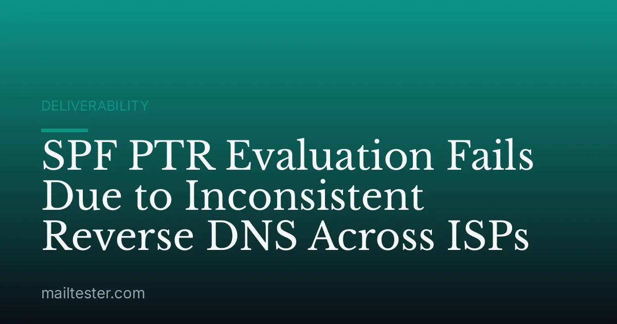 SPF PTR Evaluation Fails Due to Inconsistent Reverse DNS Across ISPs