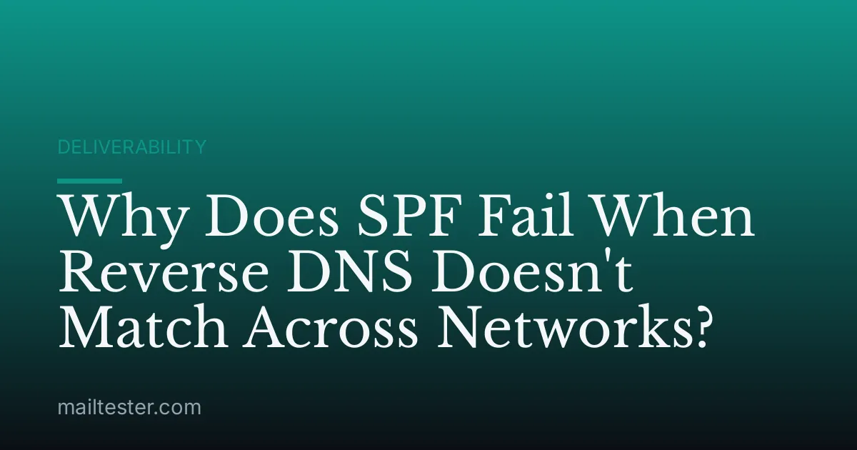 Why Does SPF Fail When Reverse DNS Doesn't Match Across Networks?