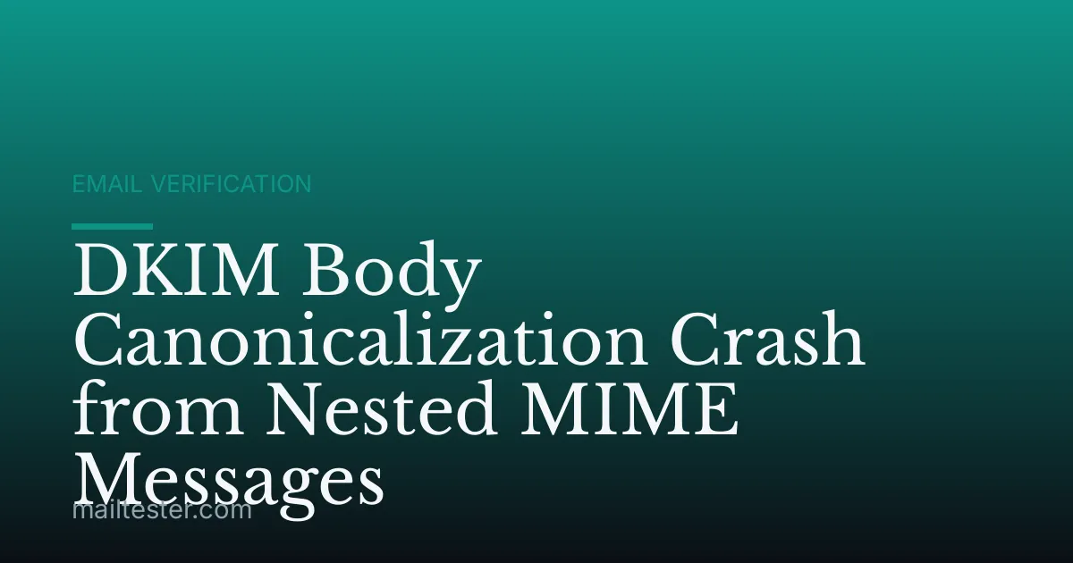 DKIM Body Canonicalization Crash from Nested MIME Messages