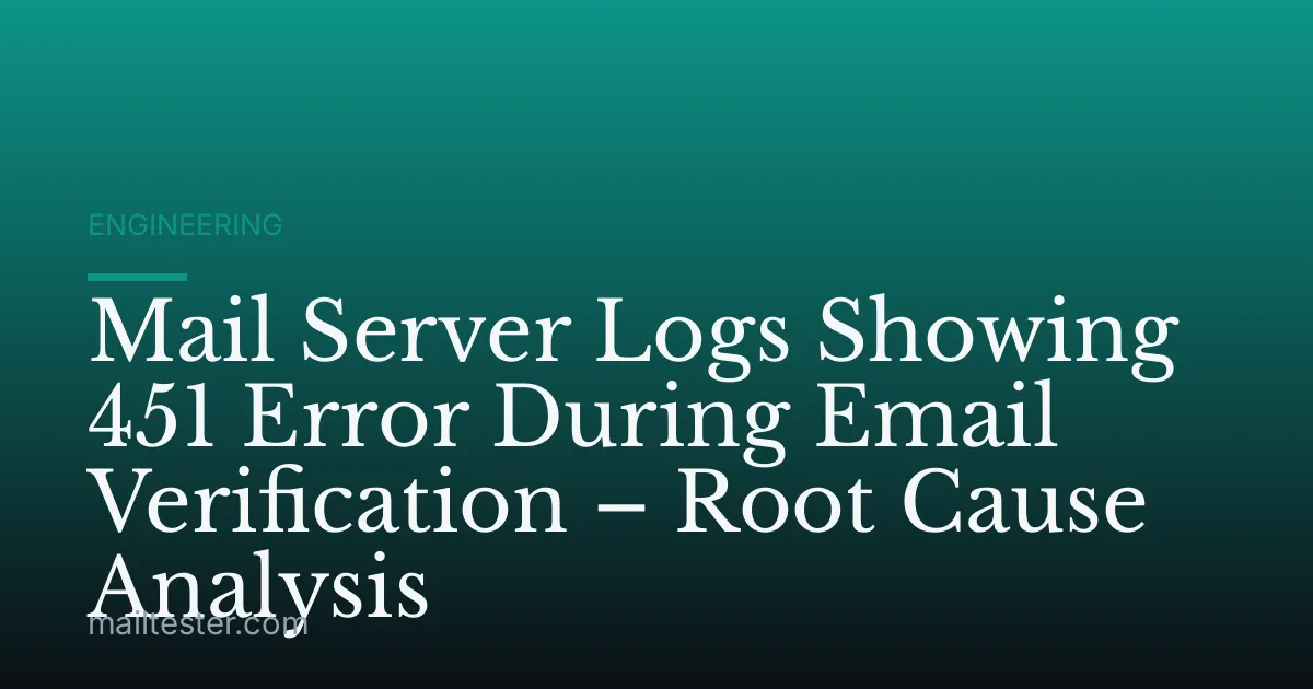 Mail Server Logs Showing 451 Error During Email Verification – Root Cause Analysis