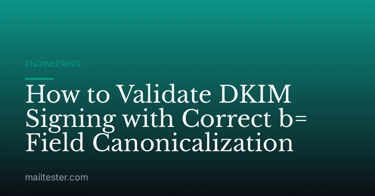 How to Validate DKIM Signing with Correct b= Field Canonicalization