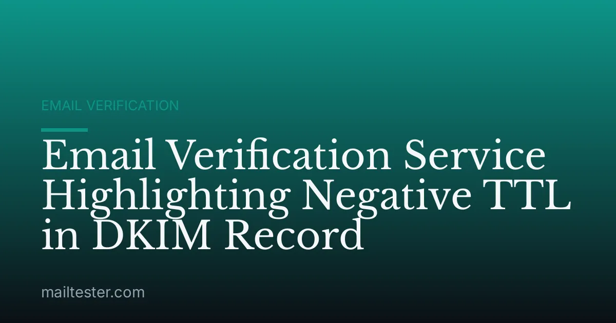 Email Verification Service Highlighting Negative TTL in DKIM Record