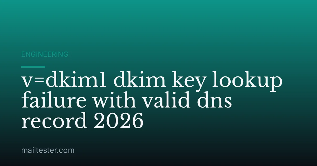 v=dkim1 dkim key lookup failure with valid dns record 2026