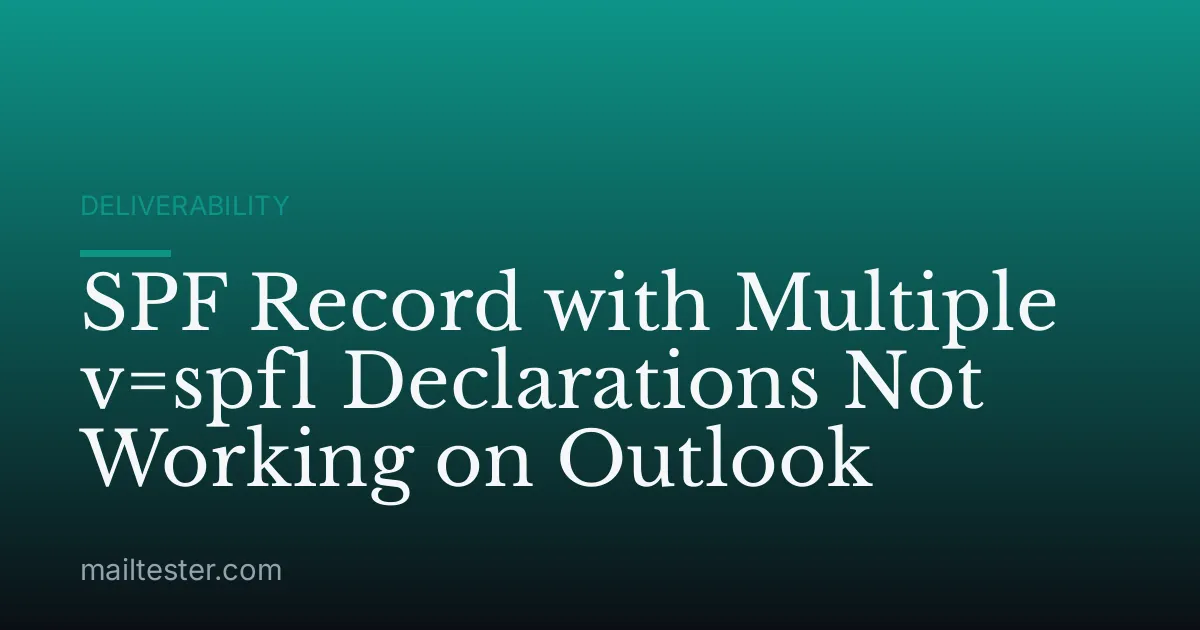 SPF Record with Multiple v=spf1 Declarations Not Working on Outlook