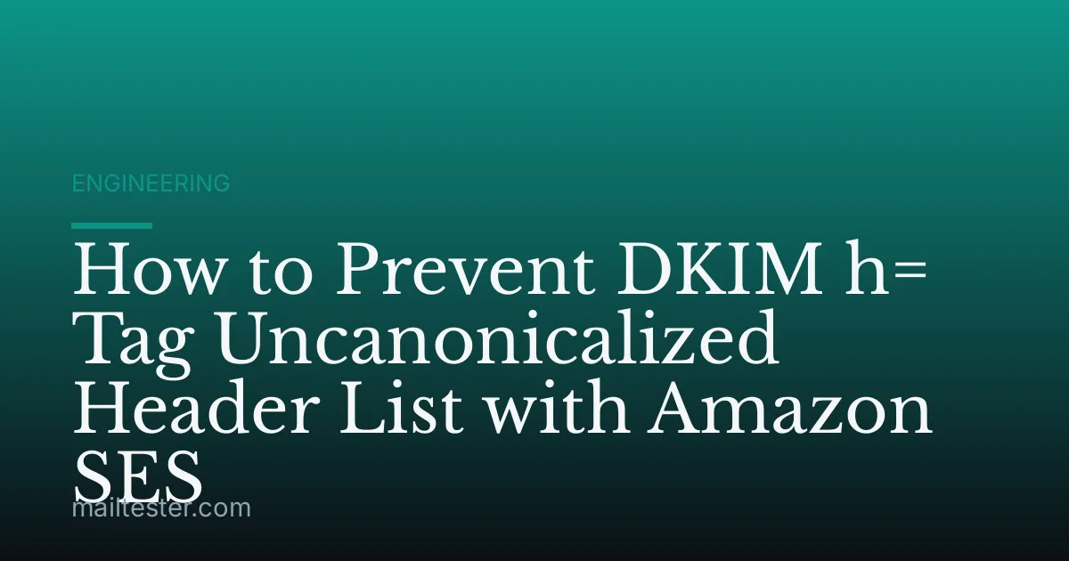 How to Prevent DKIM h= Tag Uncanonicalized Header List with Amazon SES