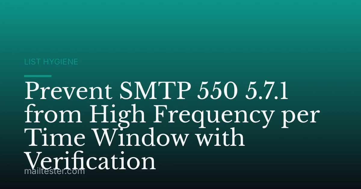 Prevent SMTP 550 5.7.1 from High Frequency per Time Window with Verification