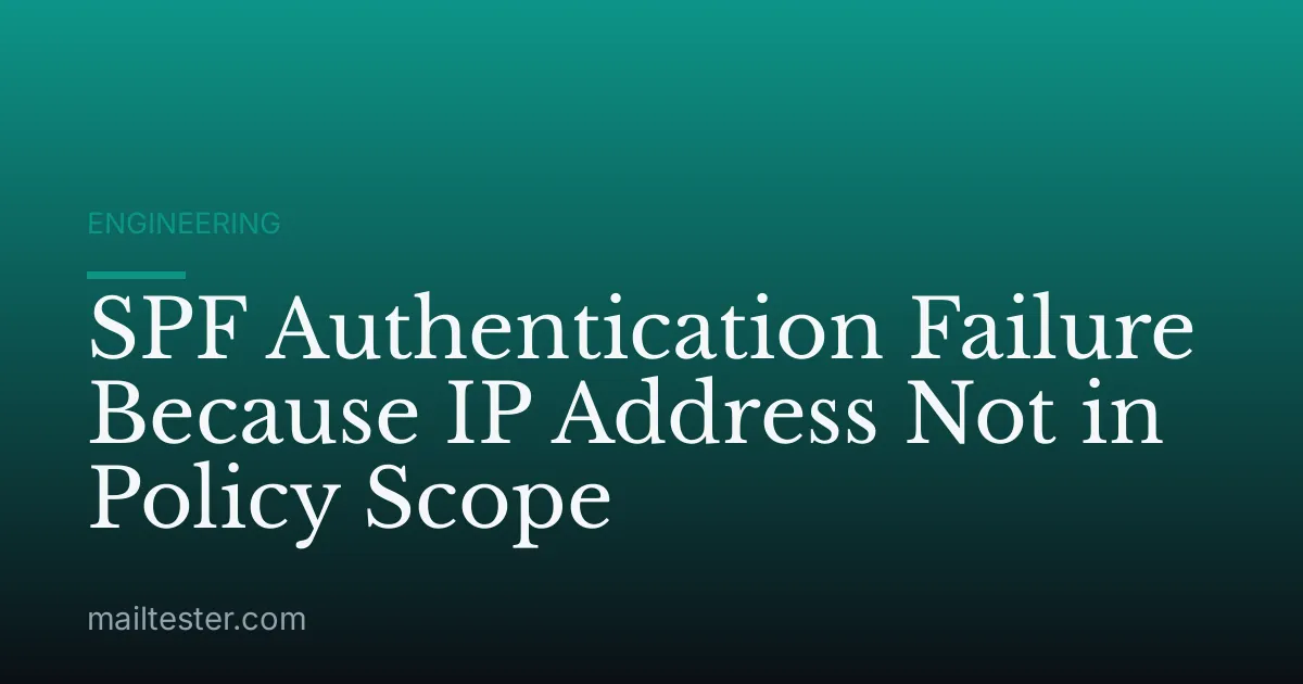 SPF Authentication Failure Because IP Address Not in Policy Scope