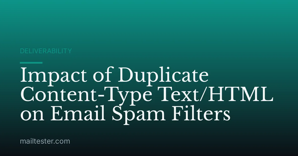 Impact of Duplicate Content-Type Text/HTML on Email Spam Filters