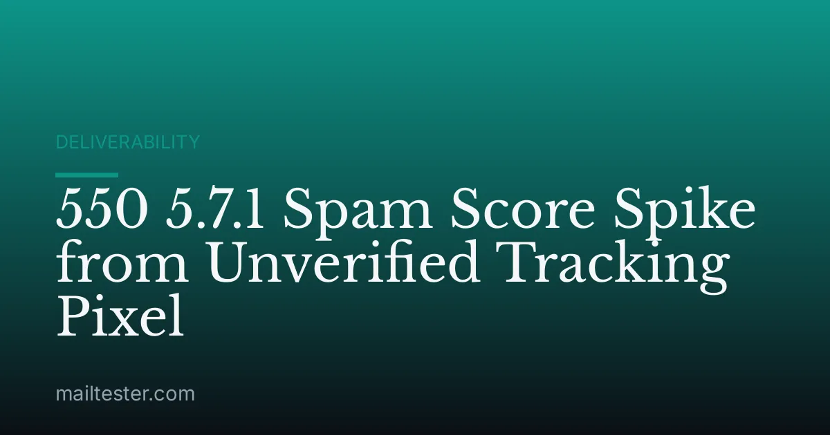 550 5.7.1 Spam Score Spike from Unverified Tracking Pixel
