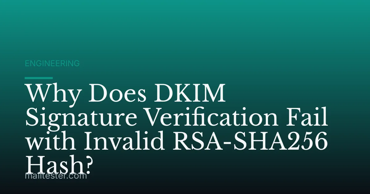 Why Does DKIM Signature Verification Fail with Invalid RSA-SHA256 Hash?
