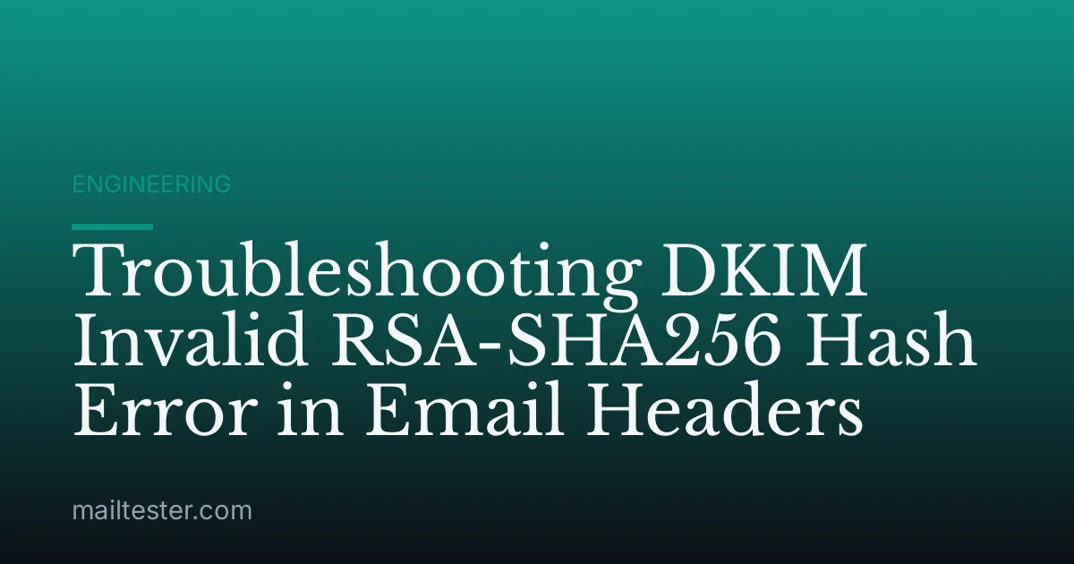 Troubleshooting DKIM Invalid RSA-SHA256 Hash Error in Email Headers