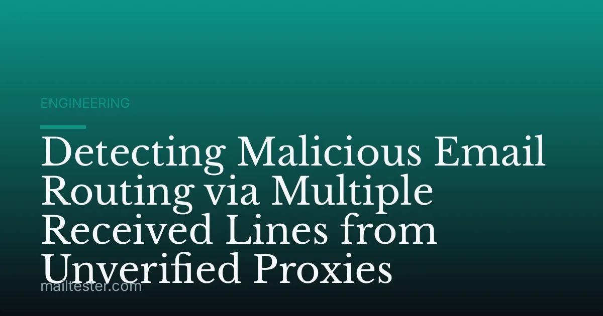 Detecting Malicious Email Routing via Multiple Received Lines from Unverified Proxies