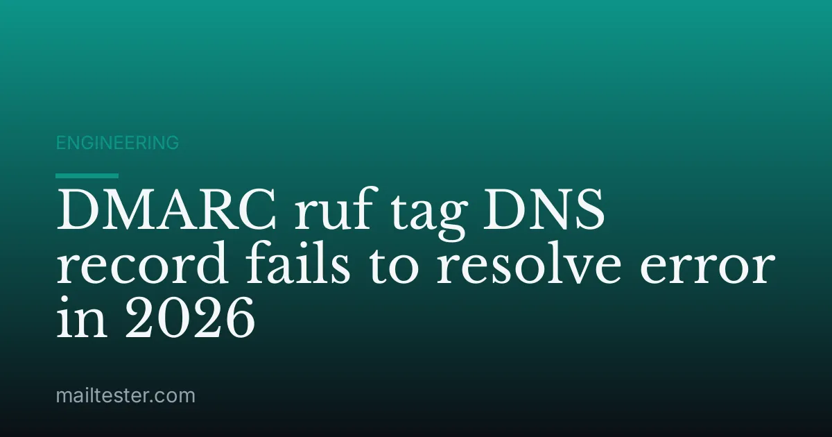 DMARC ruf tag DNS record fails to resolve error in 2026