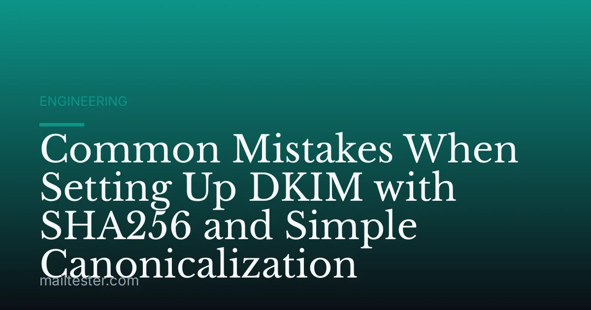 Common Mistakes When Setting Up DKIM with SHA256 and Simple Canonicalization