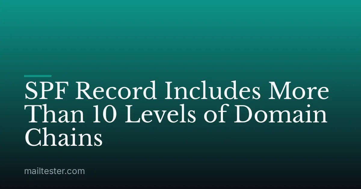 SPF Record Includes More Than 10 Levels of Domain Chains