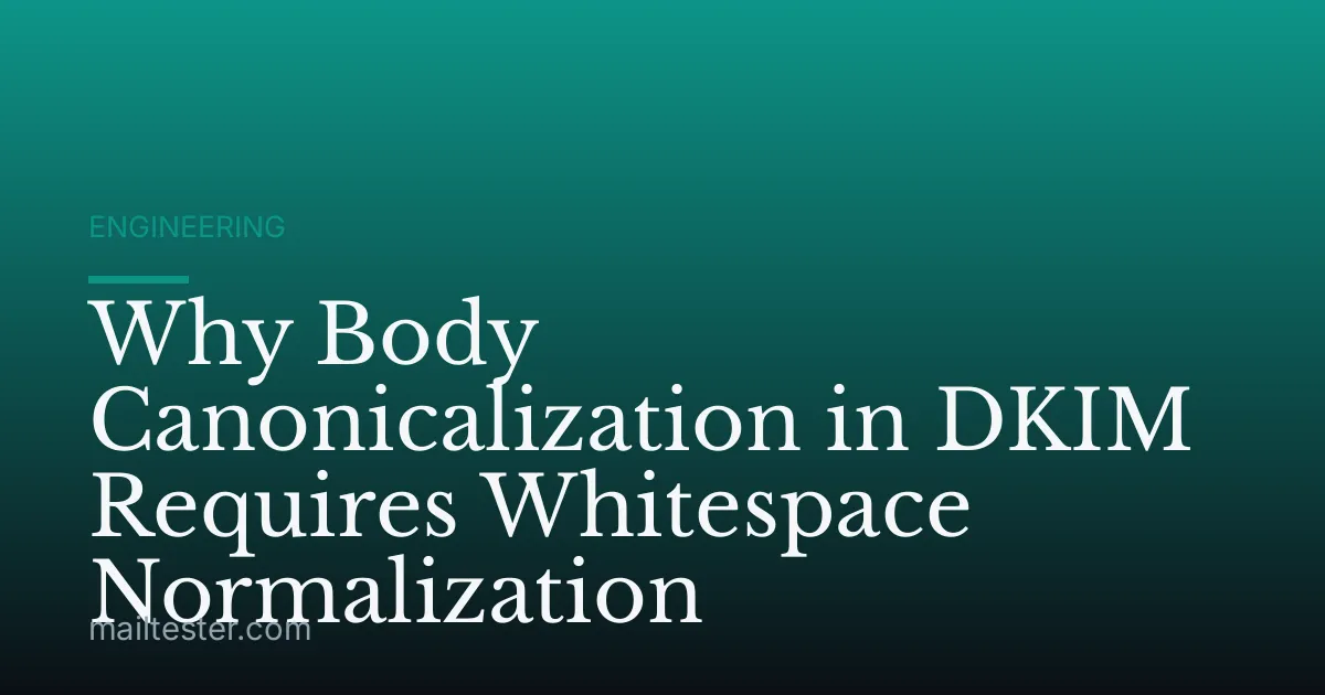 Why Body Canonicalization in DKIM Requires Whitespace Normalization