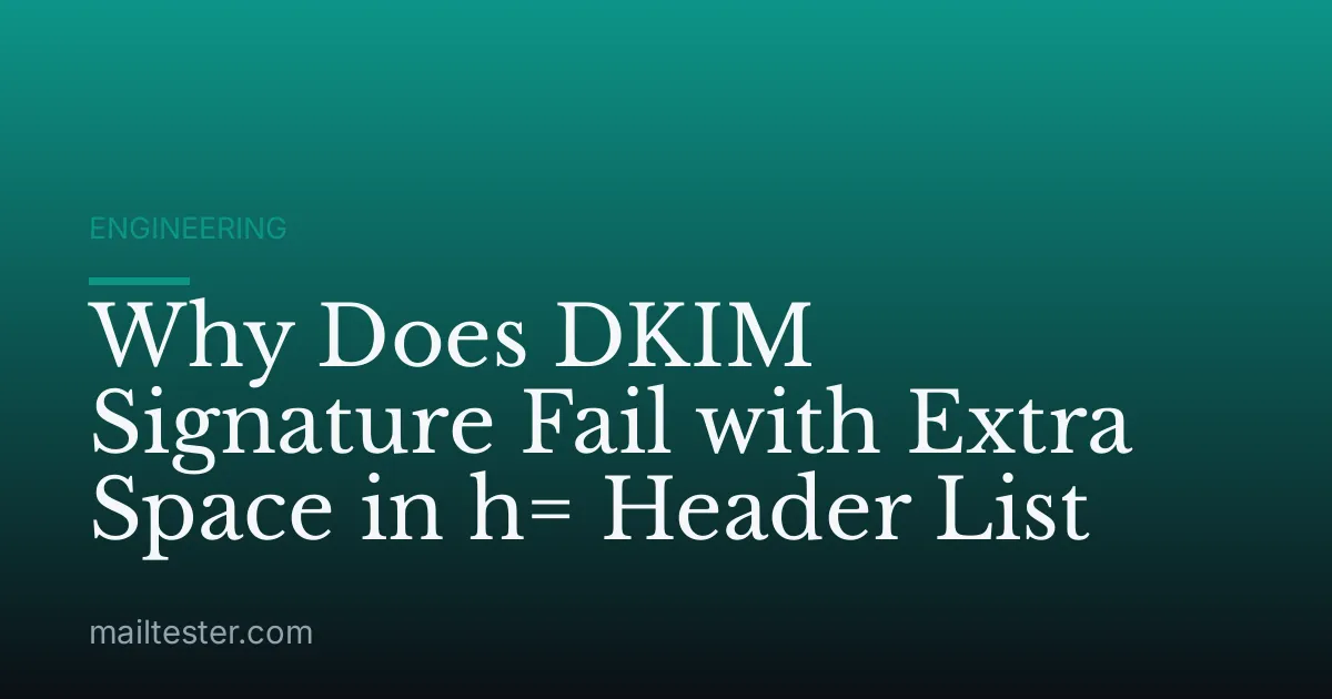 Why Does DKIM Signature Fail with Extra Space in h= Header List