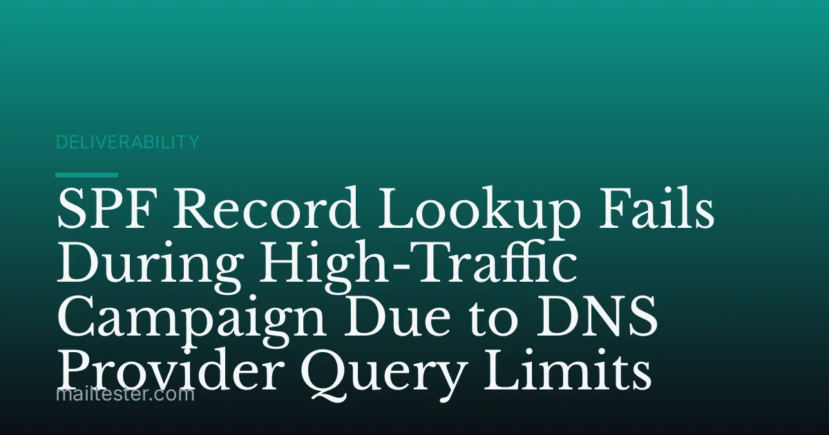 SPF Record Lookup Fails During High-Traffic Campaign Due to DNS Provider Query Limits
