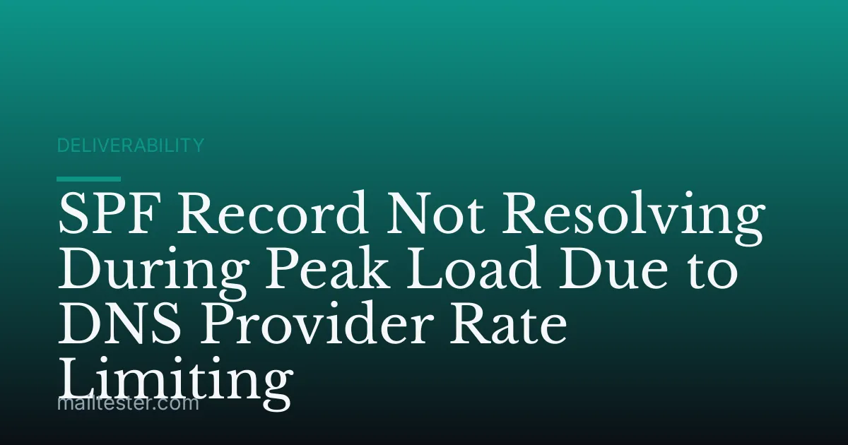 SPF Record Not Resolving During Peak Load Due to DNS Provider Rate Limiting