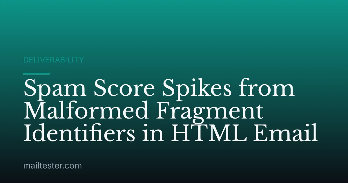 Spam Score Spikes from Malformed Fragment Identifiers in HTML Email
